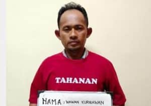 Foto tersangka seorang Ketua RT di Bandar Lampung terkait pembubaran Jemaat Gereja yang sedang beribadah.