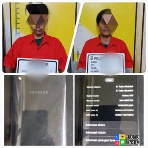 Foto dua pelaku pencurian di sebuah rumah beserta barang bukti.