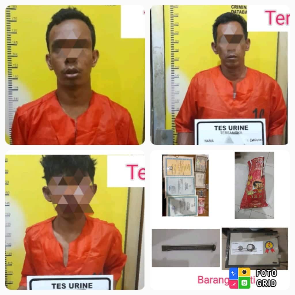 Foto ART bersama temannya yang melakukan pencurian brankas milik majikannya beserta barang bukti.