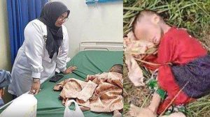 Foto : Nasib bayi kurus kering yang dibuang orangtuanya di semak-semak. (dok: instagram)
